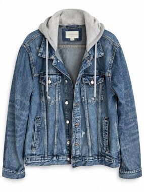 Aeropostale Men’s Distressed Hooded Denim Trucker Jacket Size L